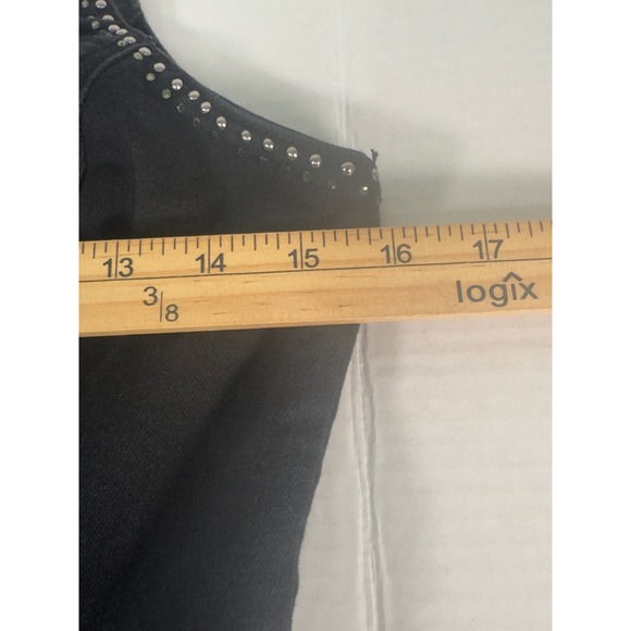 Guess Womens Jumpsuit Black Studded Denim  Zipper Front Sleeveless Pants Size 29 - Picture 6 of 15